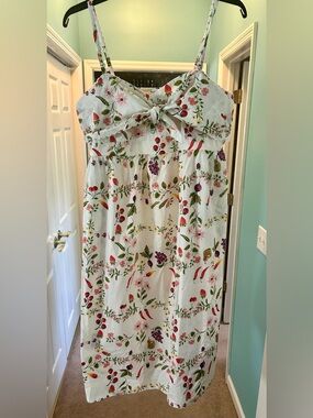 Old Navy Maternity Knot Fit & Flare Dress Fruit Veggies Floral Size Large NWT